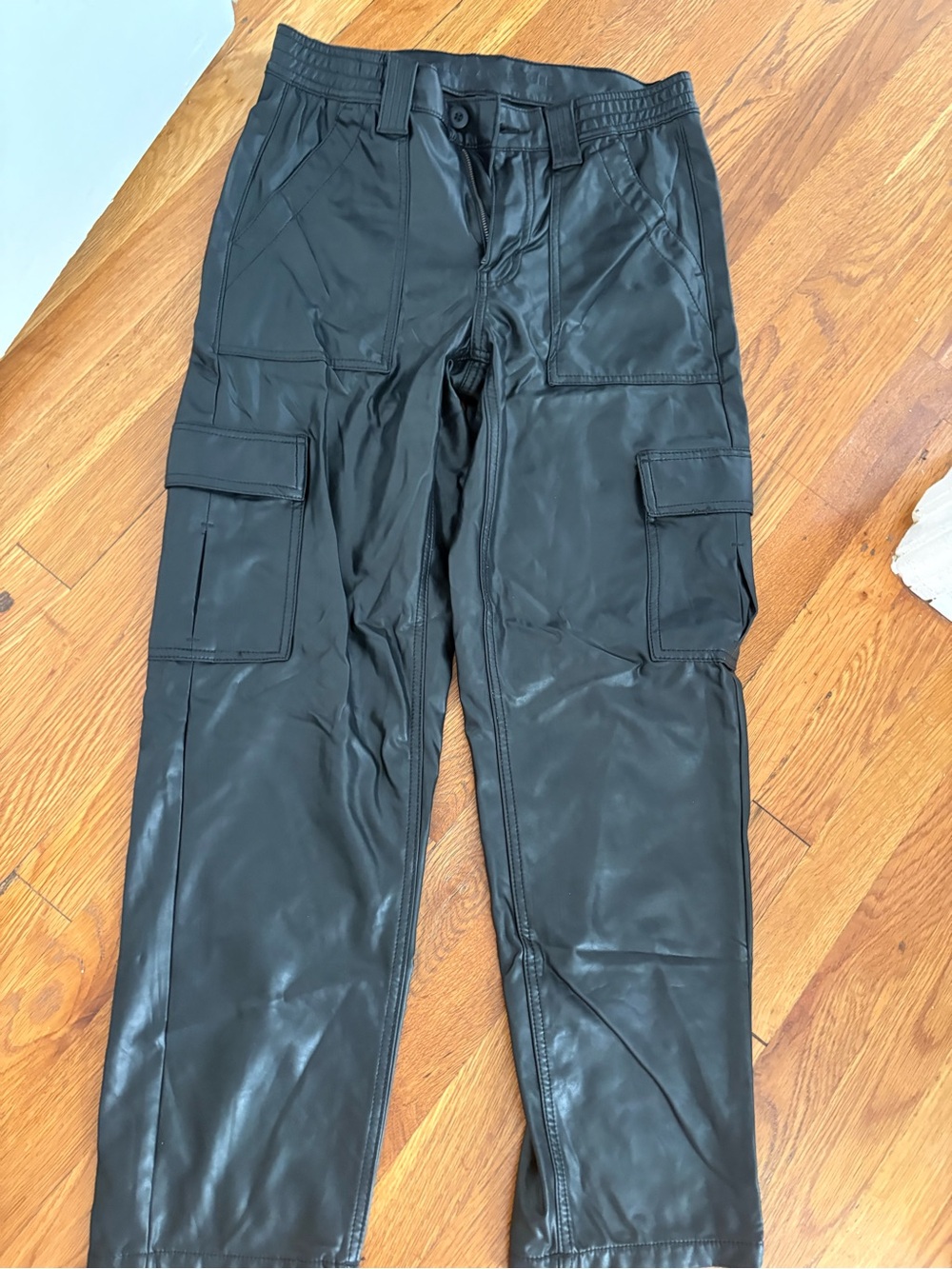 American Eagle Outfitters Black Faux Leather Cargo Pants